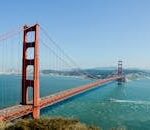 Iconic Golden Gate Bridge spanning the San Francisco Bay on a clear day.